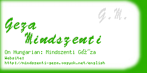 geza mindszenti business card